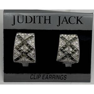 NWT Judith Jack Marcasite Earrings 925 Sterling Silver Clip-On NEW